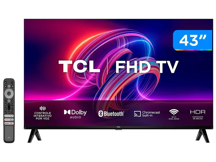 Smart TV 43” Full HD LED TCL 43S5400A Android - Wi-Fi Bluetooth Google Assistente 2 HDMI 1 USB